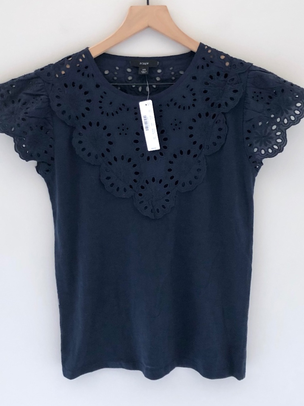NWT J.Crew Eyelet Lace Scalloped Yoke Top
